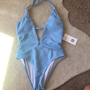 Zaful light blue halter one piece
